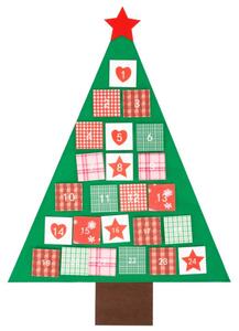 Adventní kalendář plstěný pro děti - zelený stromeček 102cm, vánoční dekorace