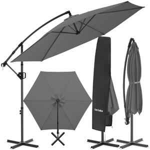 Tectake Slunečník Artemis, otočný o 360°, sklopný, 3 x 3 m - šedá