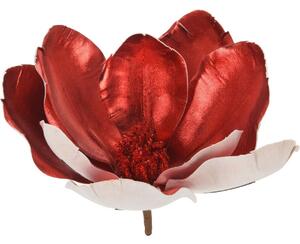 Umělá magnolie na klipu červená, 22 x 20 cm
