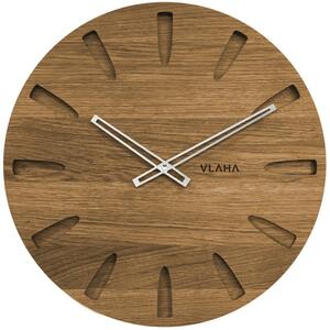 Dubové hodiny VLAHA VCT1021 vyrobené v Čechách se stříbrnými ručičkami