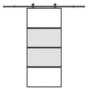 Posuvné dveře s kováním 90x205 cm tvrzeného sklo a hliník 3332999