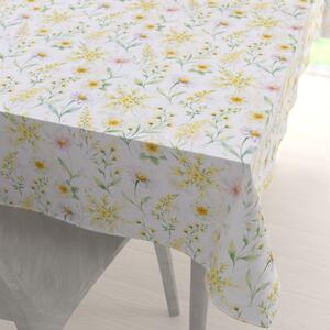 Biante Dekorační obdélníkový ubrus Rongo RGP-506 Malované žluto-zelené luční kvítí na bílém 50x100 cm