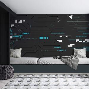 Fototapeta Černé pozadí s mnoha čarami a tečkami, Abstraktní fototapety, Populární fototapety, t00086 - Tapeko.co.cz