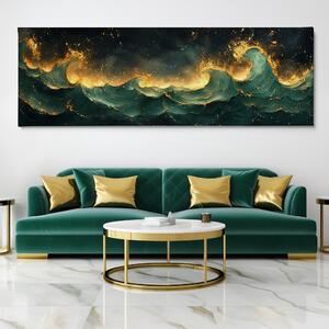 Obraz na plátně - Vlny v Emeraldu FeelHappy.cz Velikost obrazu: 90 x 30 cm