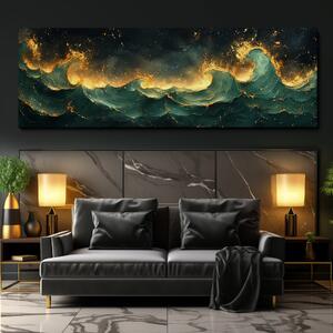 Obraz na plátně - Vlny v Emeraldu FeelHappy.cz Velikost obrazu: 120 x 40 cm