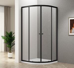 Aqualine Aqualine, ARLETA BLACK čtvrtkruhová sprchová zástěna 900x900mm, čiré sklo, BLS900