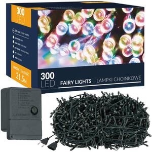 LED světelný řetěz - 21,5m, 300LED, 8 funkcí, multicolor