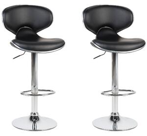 Sada 2 otočných barových židlí z umělé kůže černé CONWAY