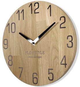 Flexistyle z228 - nástěnné hodiny z přírodního dubu s průměrem 30 cm