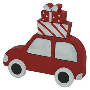 Dekorace auto červené s dárky 12cm 2009248