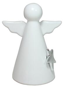 Anděl keramický bílý se stříbrnou hvězdou 13,5cm 3130002