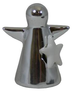 Anděl keramický stříbrný s hvězdou 13,5cm 3130004