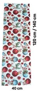 Textilní běhoun na stůl - Vánoce - červené vánoční ozdoby - 40 x 120 cm
