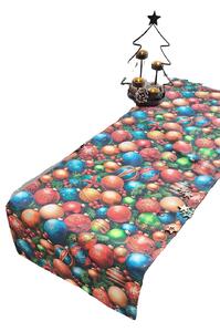 Textilní běhoun na stůl - Vánoce - s motivem vánočních ozdob - 30 x 120 cm