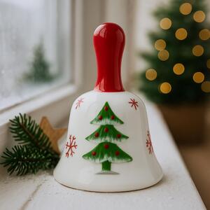 Vánoční zvonek keramický s držátkem 10cm 3003381