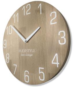 Flexistyle z228 - nástěnné hodiny z přírodního dubu s průměrem 30 cm