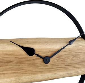 KUBRi 1003B - Robustní 60 cm velké hodiny z masivního dubu s kovovým rámem
