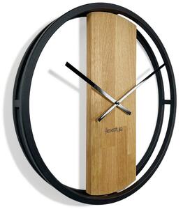 Flexistyle z231 - 50 cm velké nástěnné hodiny s kovovým rámem a dřevem z přírodního dubu