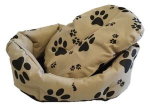 Pelech pro domácí mazlíčky - béžový nylon s tlapkou, nepromokavý - 45 x 30 cm
