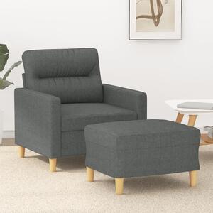 Křeslo s podnožkou tmavě šedé 60 cm textil 3201066