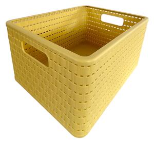 Rotho XL - Ratanový košík, úložný box, rovný, žlutý COUNTRY, 18l