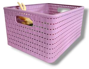 Rotho XL - Ratanový košík, úložný box, rovný, růžový COUNTRY, 18l