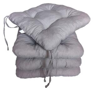 Podsedák na židli foukaný se šňůrkou - 40 x 40 - šedý puntík - sada 4 ks