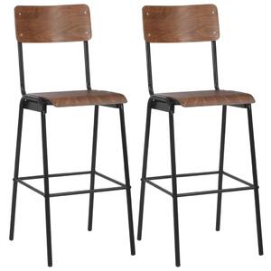 Barové stoličky 2 ks hnědé masivní překližka a ocel