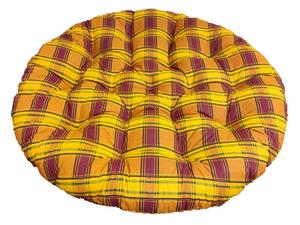 Polstr na křeslo papasan 110 cm - žlutooranžová kostka