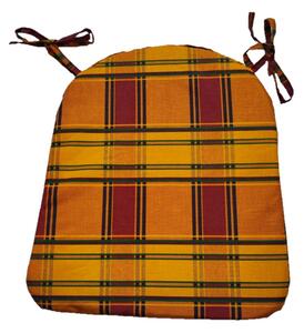 Sedák na židli se šňůrkou - 35 x 40 - žlutooranžová kostka
