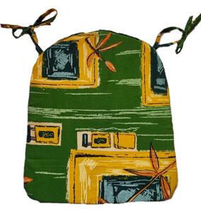 Sedák na židli se šňůrkou - 35 x 40 - zelený ornament