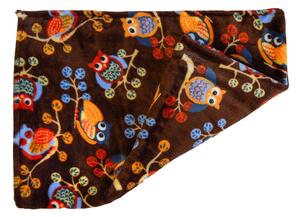 Deka flanel fleece tmavé sovy - 70 x 100 cm