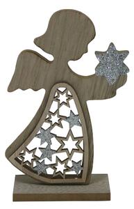 Dekorace anděl natur se stříbrným glitrem 13cm 2009273