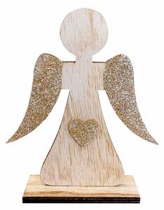 Dekorace anděl zlatý glitr 16 cm 2009224
