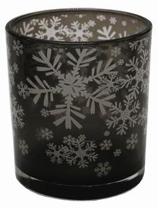 Svícen skleněný vločky L 12*10cm 9306003