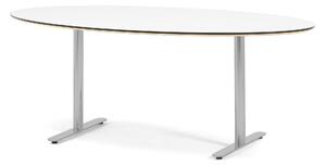 AJ Produkty Jednací stůl SELMA, oválný, 1900x1000 mm, HPL, bílá, hliníkově šedá