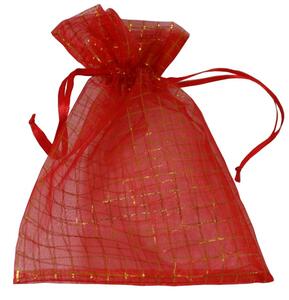 Dárkový sáček organzový červená kostka 20*15 cm 8700052