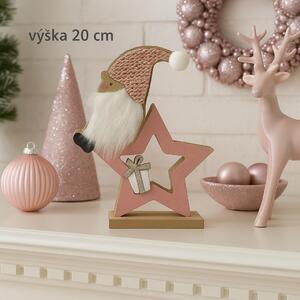 Dekorace dřevěná skřítek a hvězda 20cm 2009351