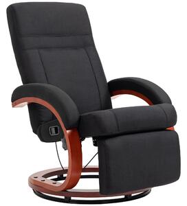 HOMCOM polohovací křeslo s opěrkou nohou – vysoká opěrka, ergonomické područky, eukalyptová podnož, látka s lněným vzhledem (černé) | Aosom