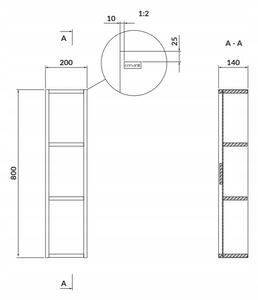 Cersanit Larga, vysoká otevřená závěsná skříňka 80x20cm modulární, bílá, S932-079