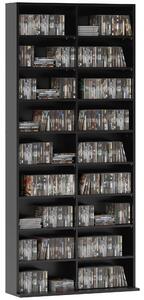 HOMCOM věž na CD, DVD a Blu‑ray — až 640 CD / 360 DVD / 430 Blu‑ray, nastavitelné police, černá (78,5 × 24 × 175 cm) | Aosom