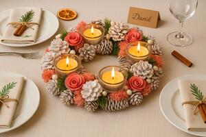 Vánoční adventní věnec růžový 32cm 3001208