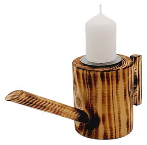 Dekorace Dřevo výrobky Dřevěná dekorativní konvička se svíčkou