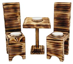 Dekorace Dřevo výrobky Dřevěný set stolečku + 2x židličky na čajové svíčky
