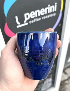 Penerini coffee Keramický kelímek s vroubky - modrý 210 ml