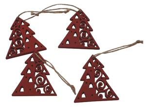 Dekorace závěsná červené stromky 6 cm - 4 ks 3001317