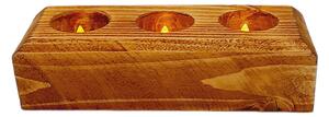 Dekorace Dřevo výrobky Dřevěný svícen na 3 LED čajové svíčky - 20 x 7,5 x 5,8 cm