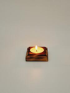 Dekorace Dřevo výrobky Dřevěný svícen malý na čajovou svíčku - 6 x 6 x 1,8 cm 10/PRO
