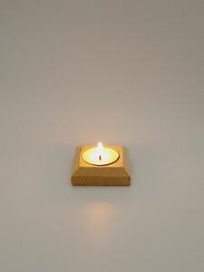 Dekorace Dřevo výrobky Dřevěný svícen malý na čajovou svíčku - 6 x 6 x 1,8 cm 10/PR