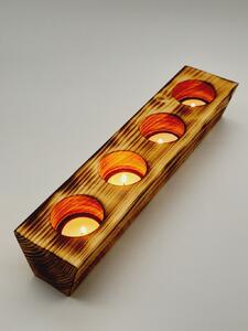 Dekorace Dřevo výrobky Dřevěný svícen na 4 čajové svíčky